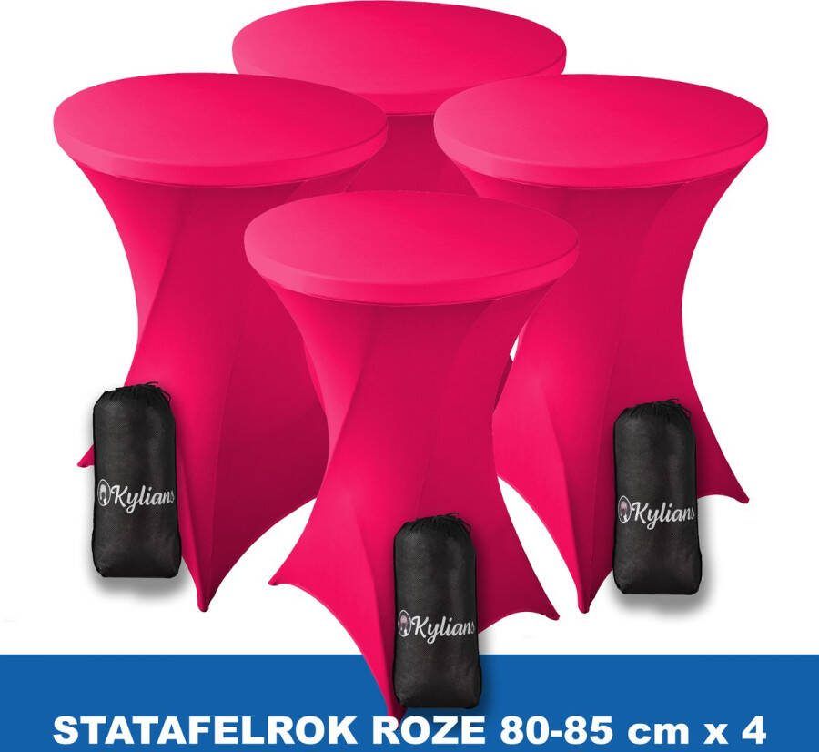 Kylians Statafelrok Roze x 4 – ∅ 80-85 x 110 cm Statafelhoes met Draagtas Luxe Extra Dikke Stretch Sta Tafelrok voor Statafel – Kras- en Kreukvrije Hoes