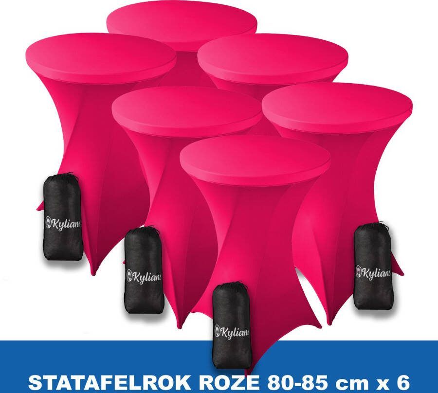 Kylians Statafelrok Roze x 6 – ∅ 80-85 x 110 cm Statafelhoes met Draagtas Luxe Extra Dikke Stretch Sta Tafelrok voor Statafel – Kras- en Kreukvrije Hoes