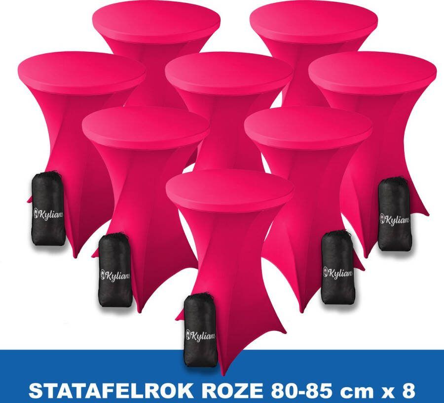 Kylians Statafelrok Roze x 8 – ∅ 80-85 x 110 cm Statafelhoes met Draagtas Luxe Extra Dikke Stretch Sta Tafelrok voor Statafel – Kras- en Kreukvrije Hoes