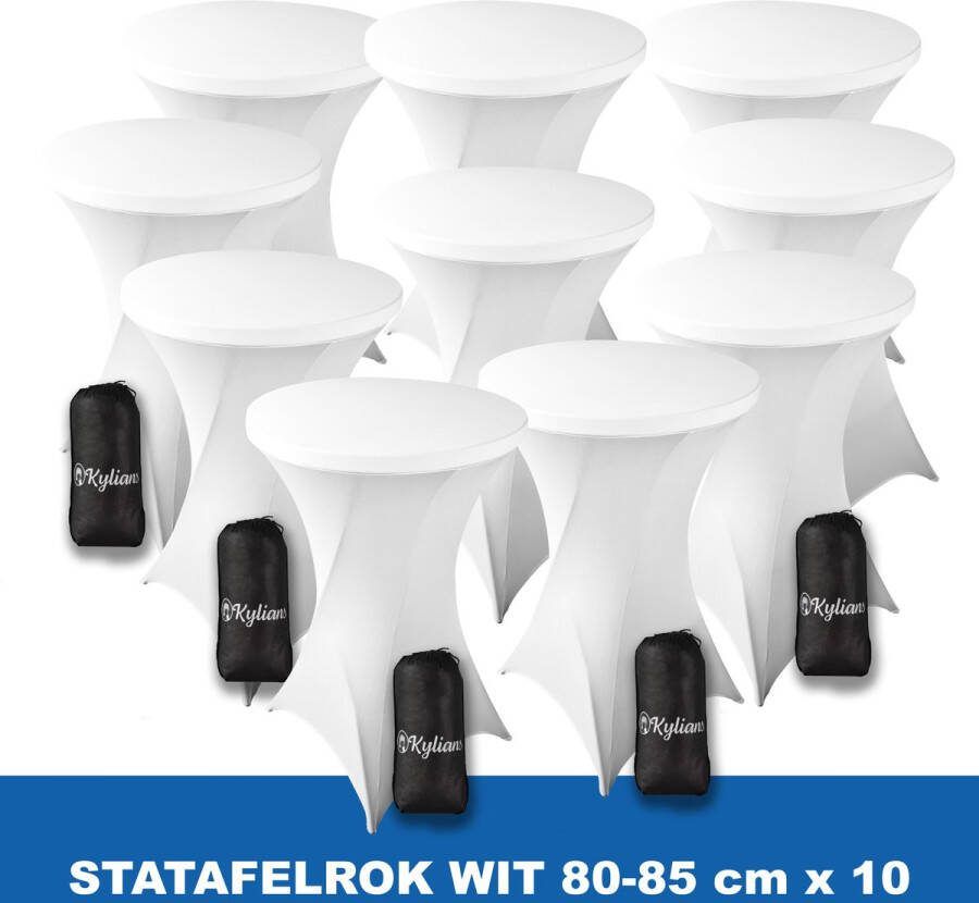 Kylians Statafelrok Wit x 10 – ∅ 80-85 x 110 cm Statafelhoes met Draagtas Luxe Extra Dikke Stretch Sta Tafelrok voor Statafel – Kras- en Kreukvrije Hoes