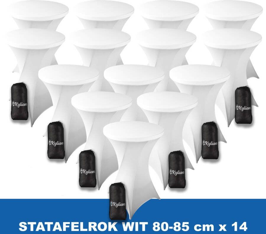 Kylians Statafelrok Wit x 14 – ∅ 80-85 x 110 cm Statafelhoes met Draagtas Luxe Extra Dikke Stretch Sta Tafelrok voor Statafel – Kras- en Kreukvrije Hoes