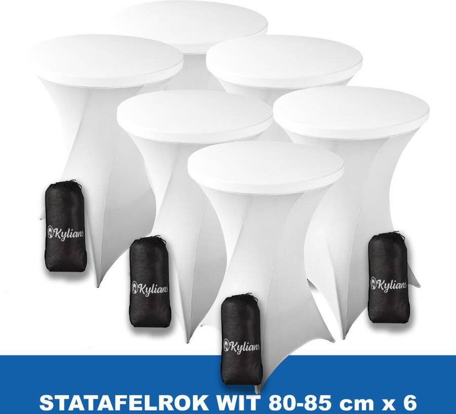 Kylians Statafelrok Wit x 6 – ∅ 80-85 x 110 cm Statafelhoes met Draagtas Luxe Extra Dikke Stretch Sta Tafelrok voor Statafel – Kras- en Kreukvrije Hoes