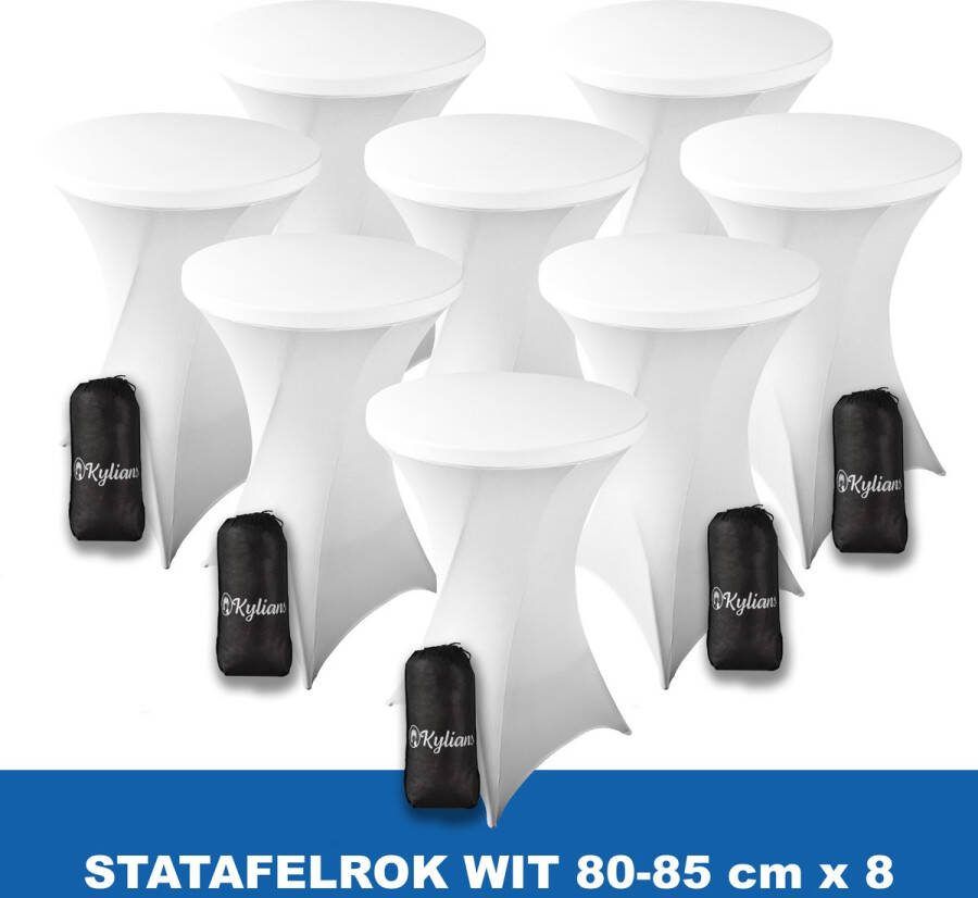 Kylians Statafelrok Wit x 8 – ∅ 80-85 x 110 cm Statafelhoes met Draagtas Luxe Extra Dikke Stretch Sta Tafelrok voor Statafel – Kras- en Kreukvrije Hoes