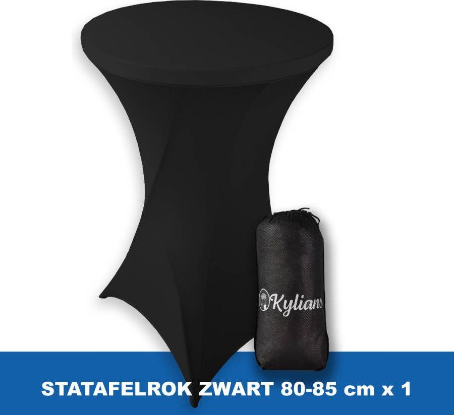 Kylians Statafelrok Zwart – ∅ 80-85 x 110 cm Statafelhoes met Opbergtas Luxe Extra Dikke Stretch Sta Tafelrok voor Statafel – Kras- en Kreukvrije Hoes