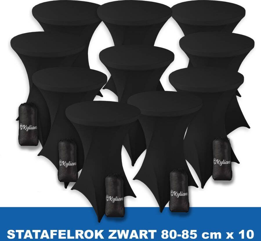 Kylians Statafelrok Zwart x 10 – ∅ 80-85 x 110 cm Statafelhoes met Draagtas Luxe Extra Dikke Stretch Sta Tafelrok voor Statafel – Kras- en Kreukvrije Hoes