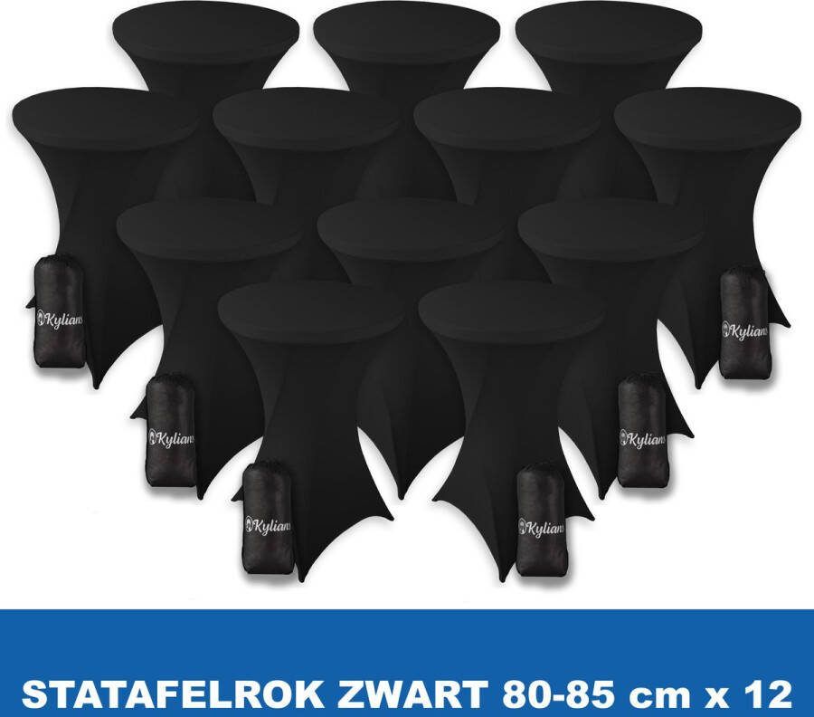 Kylians Statafelrok Zwart x 14 – ∅ 80-85 x 110 cm Statafelhoes met Draagtas Luxe Extra Dikke Stretch Sta Tafelrok voor Statafel – Kras- en Kreukvrije Hoes