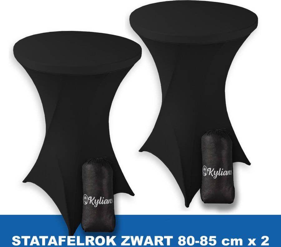 Kylians Statafelrok Zwart x 2 – ∅ 80-85 x 110 cm Statafelhoes met Draagtas Luxe Extra Dikke Stretch Sta Tafelrok voor Statafel – Kras- en Kreukvrije Hoes