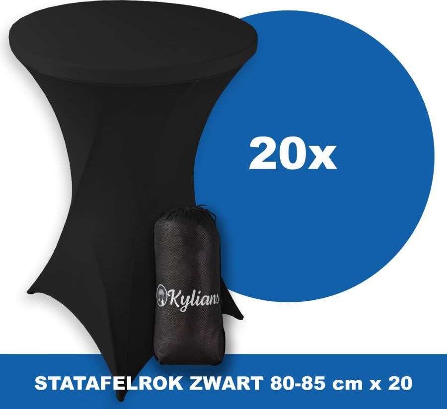 Kylians Statafelrok Zwart x 20 – ∅ 80-85 x 110 cm Statafelhoes met Draagtas Luxe Extra Dikke Stretch Sta Tafelrok voor Statafel – Kras- en Kreukvrije Hoes