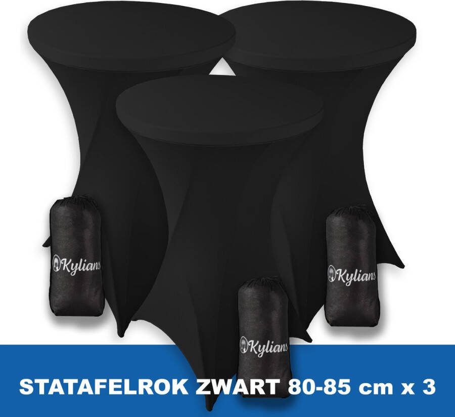 Kylians Statafelrok Zwart x 3 – ∅ 80-85 x 110 cm Statafelhoes met Draagtas Luxe Extra Dikke Stretch Sta Tafelrok voor Statafel – Kras- en Kreukvrije Hoes
