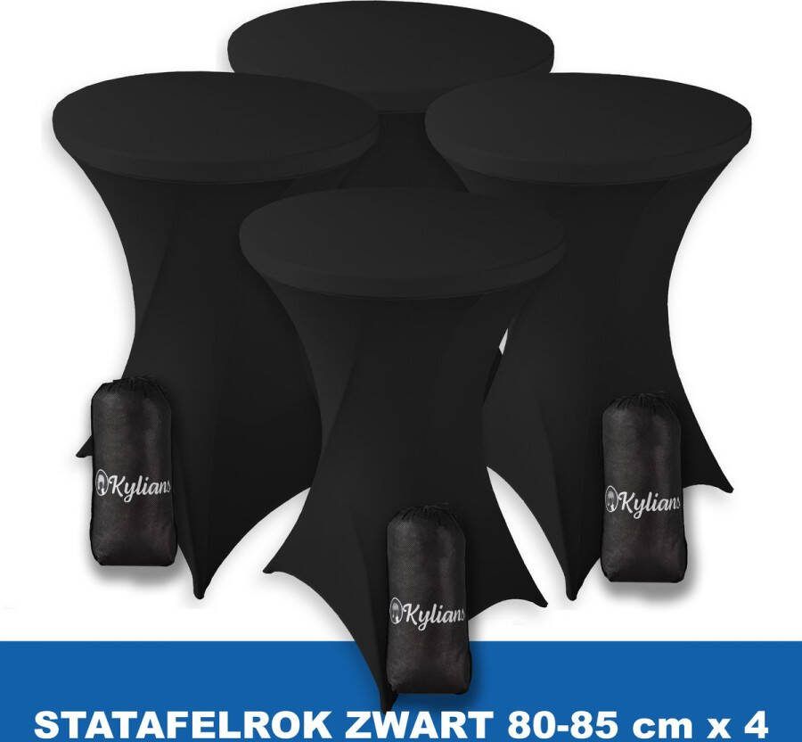 Kylians Statafelrok Zwart x 4 – ∅ 80-85 x 110 cm Statafelhoes met Draagtas Luxe Extra Dikke Stretch Sta Tafelrok voor Statafel – Kras- en Kreukvrije Hoes