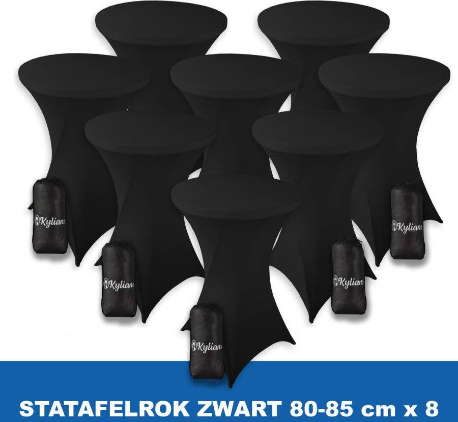 Kylians Statafelrok Zwart x 8 – ∅ 80-85 x 110 cm Statafelhoes met Draagtas Luxe Extra Dikke Stretch Sta Tafelrok voor Statafel – Kras- en Kreukvrije Hoes