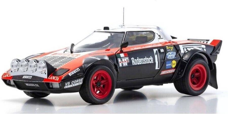 Kyosho De 1:18 Diecast Modelauto van de Lancia Stratos HF #1 van de Hunsruck Rally van 1978. De chauffeurs waren W. Rohrl en C. Geistdorfer. De fabrikant van het schaalmodel is . Dit model is alleen online verkrijgbaar