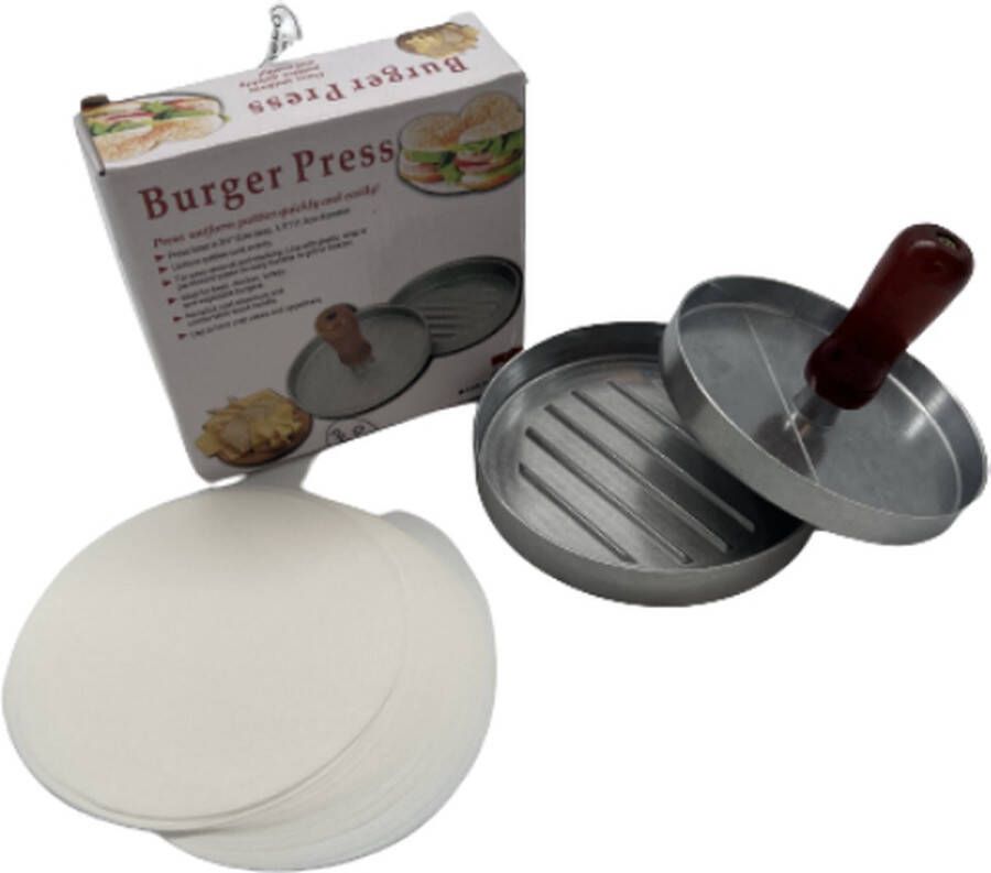 Kyto Grill Hamburgerpers BBQ set Anti-aanbaklaag incl. 50x Waxpapiertjes