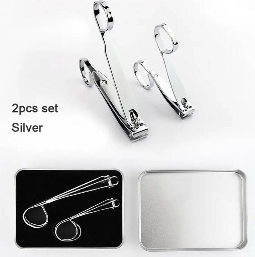 KYXORA Nagelknipper met Schaar Design 2 Delig Nagelknipper Set Teennagelknipper Pedicureset Manicureset Silver