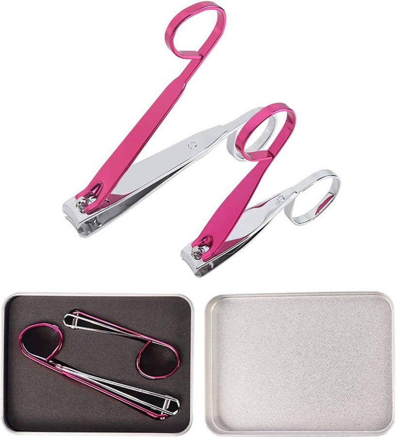 KYXORA Nagelknipper met Schaar Design 2 Delig Nagelknipper Set Teennagelknipper Pedicureset Manicureset Pink