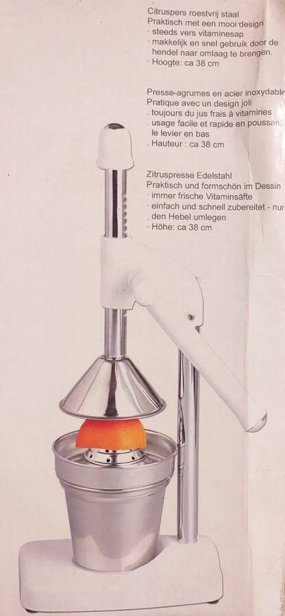 L. Dake en zn Citruspers Wit roestvrijstaal 38 cm hoog