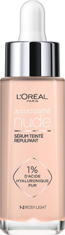 L Oréal Paris L'Oréal Paris Accord Parfait Nude Volumegevend Getint Serum Foundation met hyaluronzuur 1-2 Light 30ml Vegan