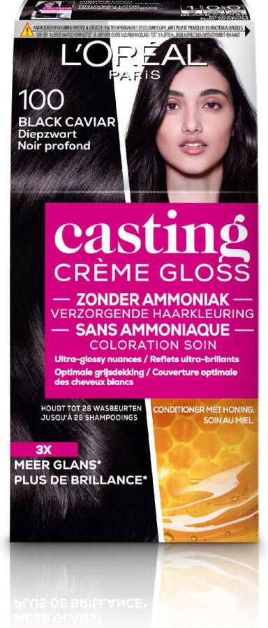 L Oréal Paris Casting Crème Gloss 100 Black Caviar Diepzwart Semi-permanente haarverf