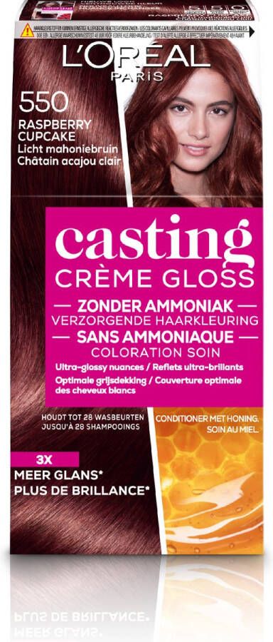 L Oréal Paris Casting Crème Gloss 550 Raspberry Cupcake Licht Mahoniebruin Semi-permanente haarverf