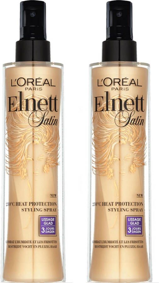 L Oréal Paris L'Oréal Paris Elnett Satin Heat Protection Spray Hitte Beschermende Spray Glad Haarspray 2x 170 ml