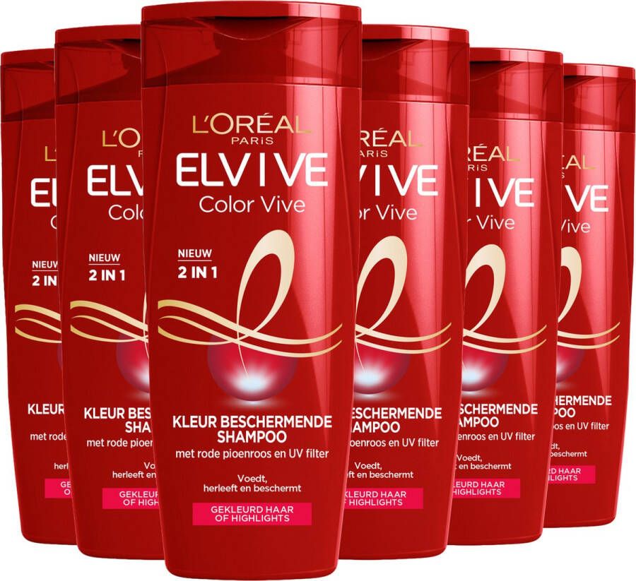 L Oréal Paris L'Oréal Paris Elvive Color Vive 2-in-1 Kleurbeschermende Shampoo & Conditioner Voordeelverpakking Gekleurd Haar 6 x 250ml