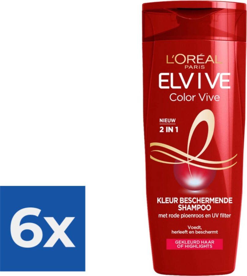 L Oréal Paris L'Oréal Paris Elvive Color Vive 2in1 Shampoo 250ml Voordeelverpakking 6 stuks