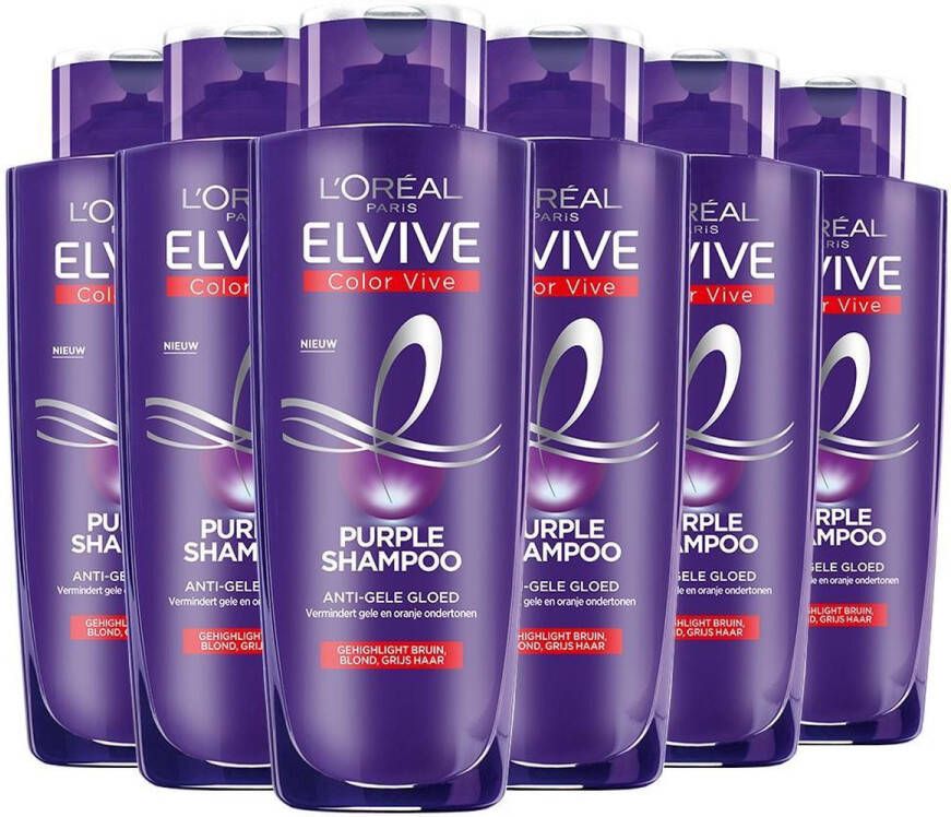 L Oréal Paris L'Oréal Paris Elvive Color Vive Purple Zilvershampoo Voordeelverpakking Blond & Grijs Haar 6 x 200ml