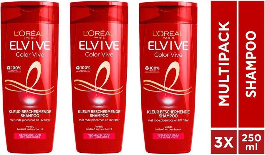 L Oréal Paris L'Oréal Paris Elvive Color Vive Shampoo 3 x 250 ml Voordeelverpakking