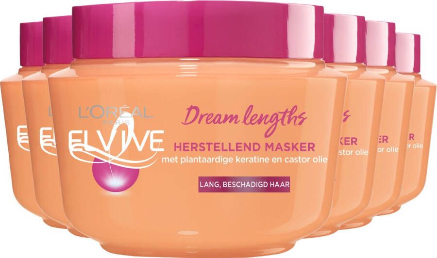 L Oréal Paris L'Oréal Paris Elvive Dream Lengths Haarmasker 6 x 300 ml Lang & Beschadigd Haar Voordeelverpakking