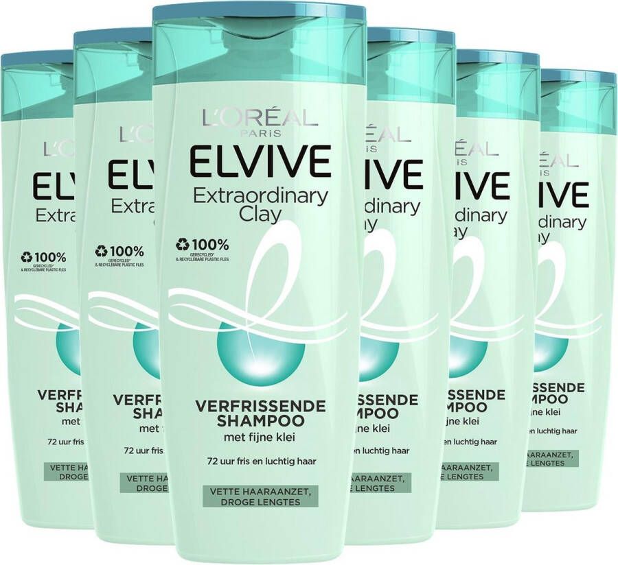 L Oréal Paris L'Oréal Paris Elvive Extraordinary Clay Shampoo Voordeelverpakking 6 x 250ml