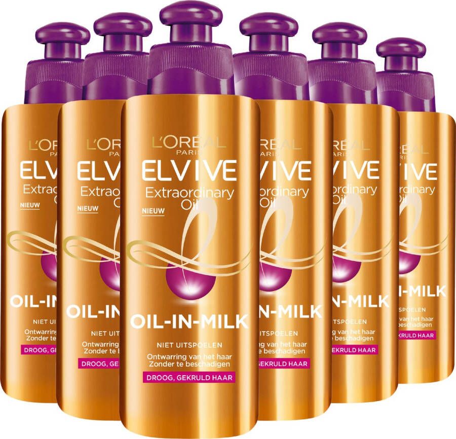 L Oréal Paris L'Oréal Paris Elvive Extraordinary Oil Haarcrème 6 x 200 ml Krullend Haar Voordeelverpakking