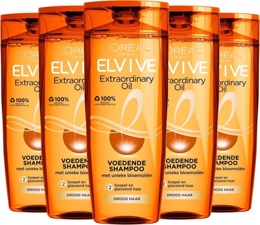 L Oréal Paris L'Oréal Paris Elvive Extraordinary Oil Shampoo 5 x 250 ml Droog Haar Voordeelverpakking