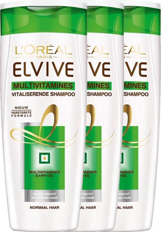 L Oréal Paris L'Oréal Paris Elvive Multivitamines 3 stuks Voordeelverpakking 250 ml Shampoo