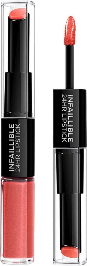 L Oréal Paris L'Oréal Paris Infaillible 24H Lipstick Langhoudende 2-staps Lipstick met Vitamine E 404 Corail Constant Rood 5.7ml