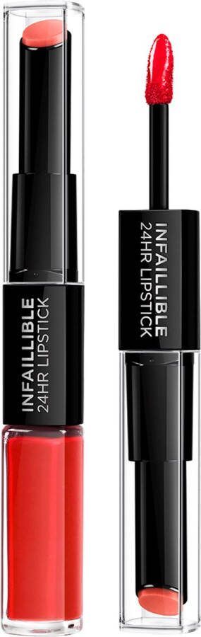 L Oréal Paris L'Oréal Paris Infaillible 24H Lipstick Langhoudende 2-staps Lipstick met Vitamine E 506 Red Infallible Rood 5.7ml
