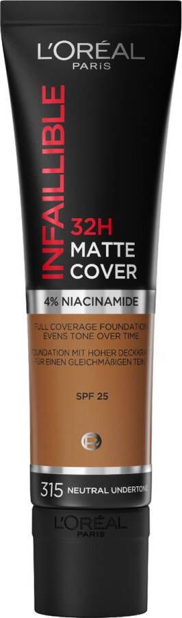 L Oréal Paris L'Oréal Paris Infaillible 32H Matte Cover Foundation 315- Foundation met een volledige dekking en een matte finish 30ML