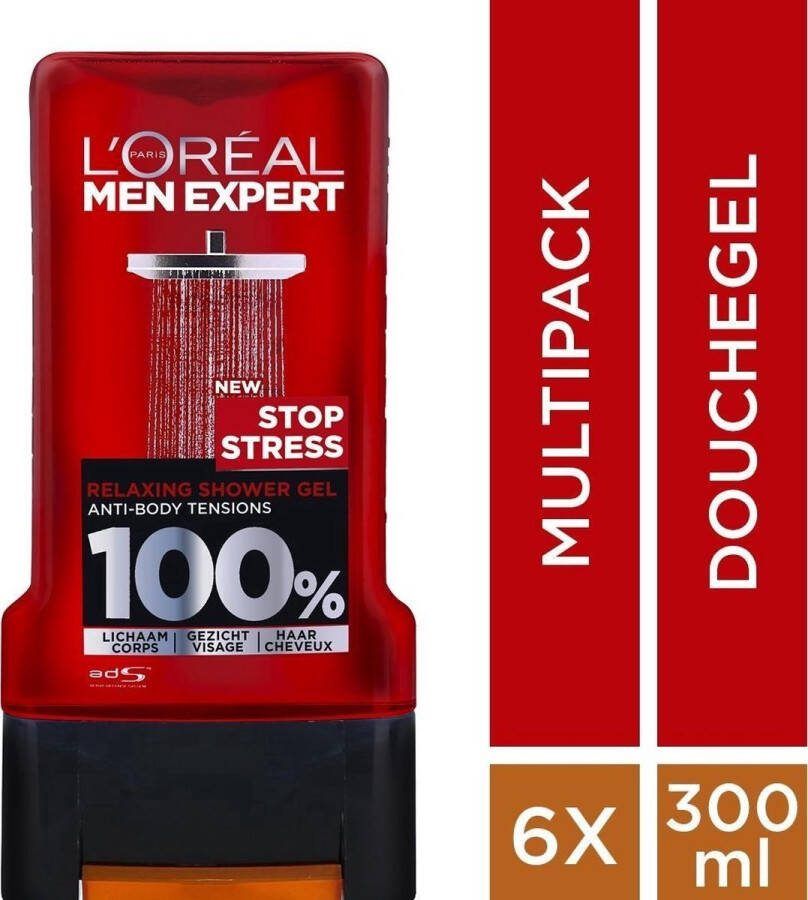 L Oréal Paris L'Oréal Paris Men Expert Stop Stress Showergel 6 x 300 ml Voordeelverpakking