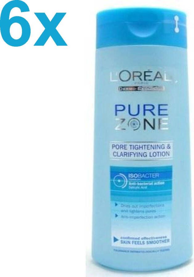 L Oréal Paris L'Oréal Paris Pure Zone Tonic Healing Cleansing Gezichtwater 6x 200 ml Voordeelverpakking