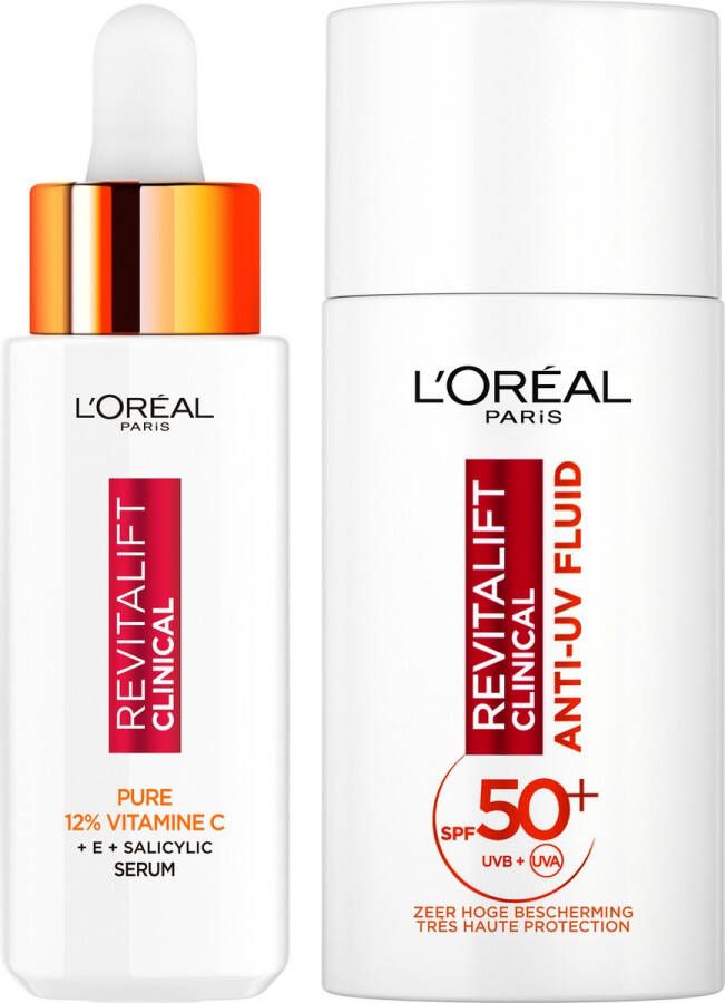 L Oréal Paris L'Oréal Paris Revitalift Clinical Duo Revitalift Clinical Serum met 12% Puur Vitamine C 30ml & Revitalift Clinical UV Fluid met SPF50+ 50ml