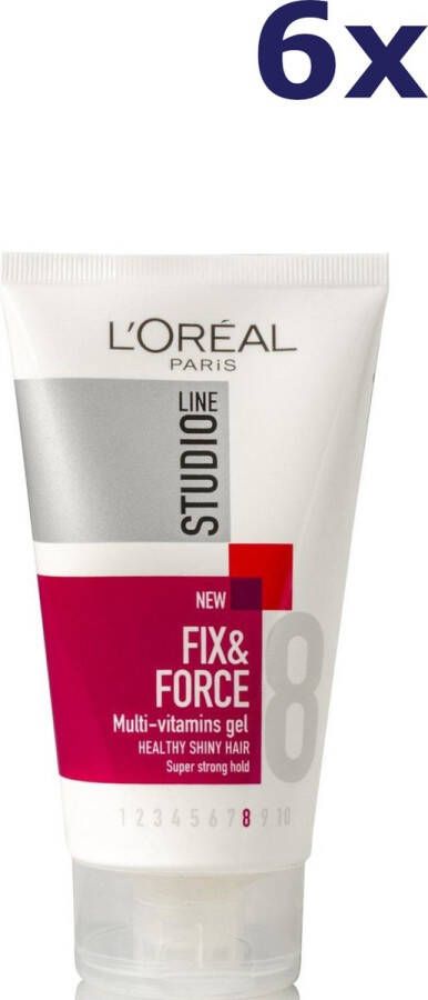 L Oréal Paris Studio Line Essentials Fix & Force Styling Multi-Vitamins Gel Super Strong 6 x 150 ml Gel Voordeelverpakking