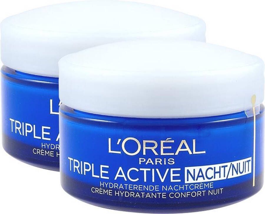 L Oréal Paris L'Oréal Paris Triple Active Nachtcrème 2 x 50 ml Voordeelverpakking