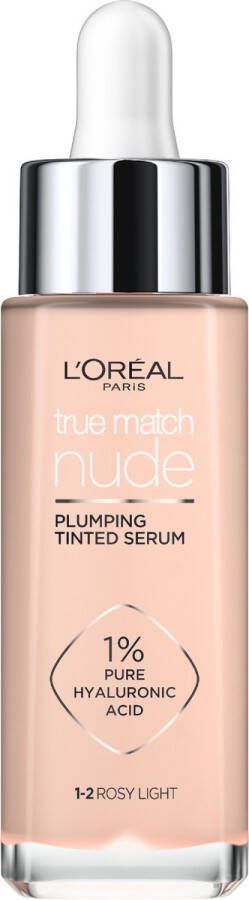 L Oréal Paris L'Oréal Paris True Match Nude Getint Volumegevend Serum foundation met hyaluronzuur 1-2 Rosy Light 30ml Vegan