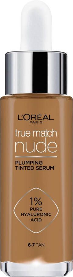 L Oréal Paris L'Oréal Paris True Match Nude Volumegevend Getint Serum Foundation met hyaluronzuur 6-7 Tan 30ml Vegan