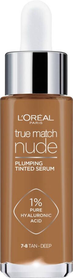 L Oréal Paris L'Oréal Paris True Match Nude Volumegevend Getint Serum Foundation met hyaluronzuur 7-8 Tan Deep 30ml Vegan