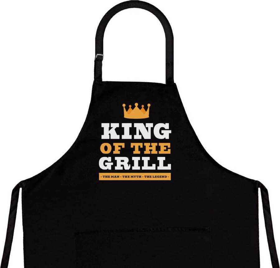 L28 Schort King of the Grill- Barbecue schort Zwart Koken Kookschort Katoen Sloof