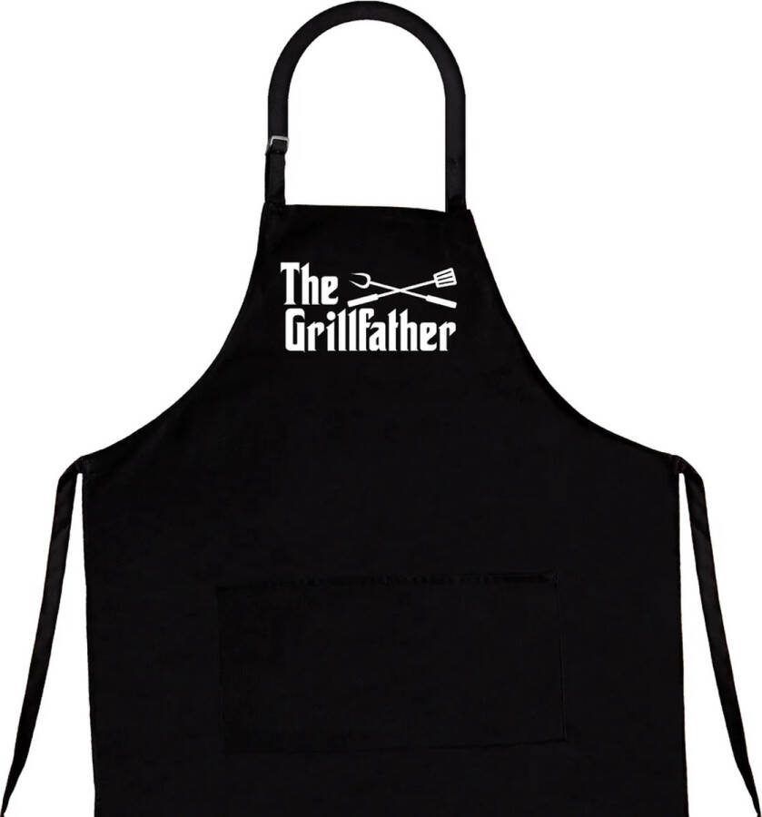 L28 Schort The Grillfather- Barbecue schort Zwart Koken Kookschort Katoen Sloof