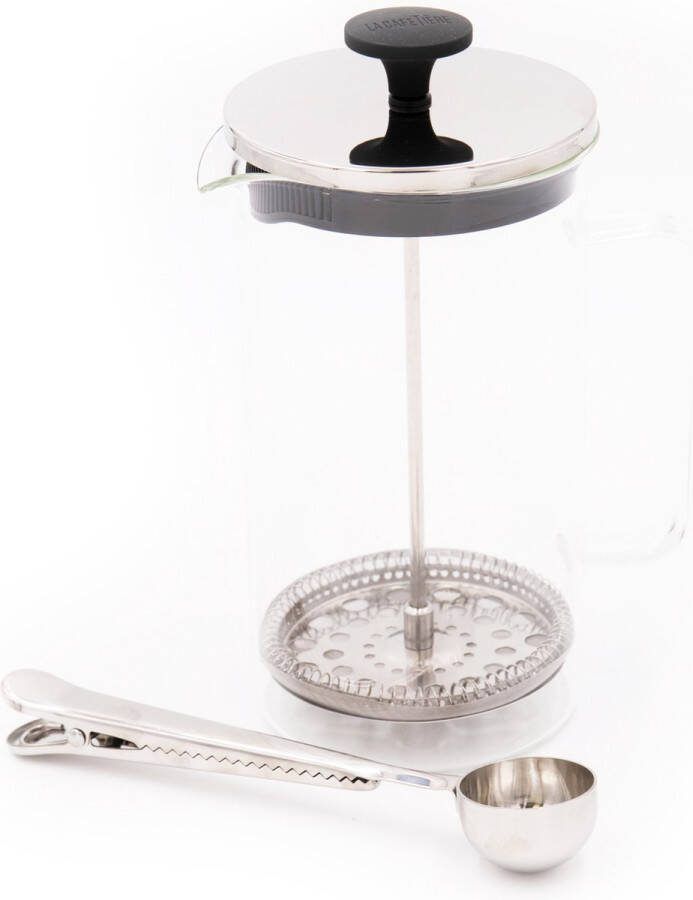La Cafetière 2-delige Cafetière Set met 8-kops glazen cafetière en koffielepeltje met clip
