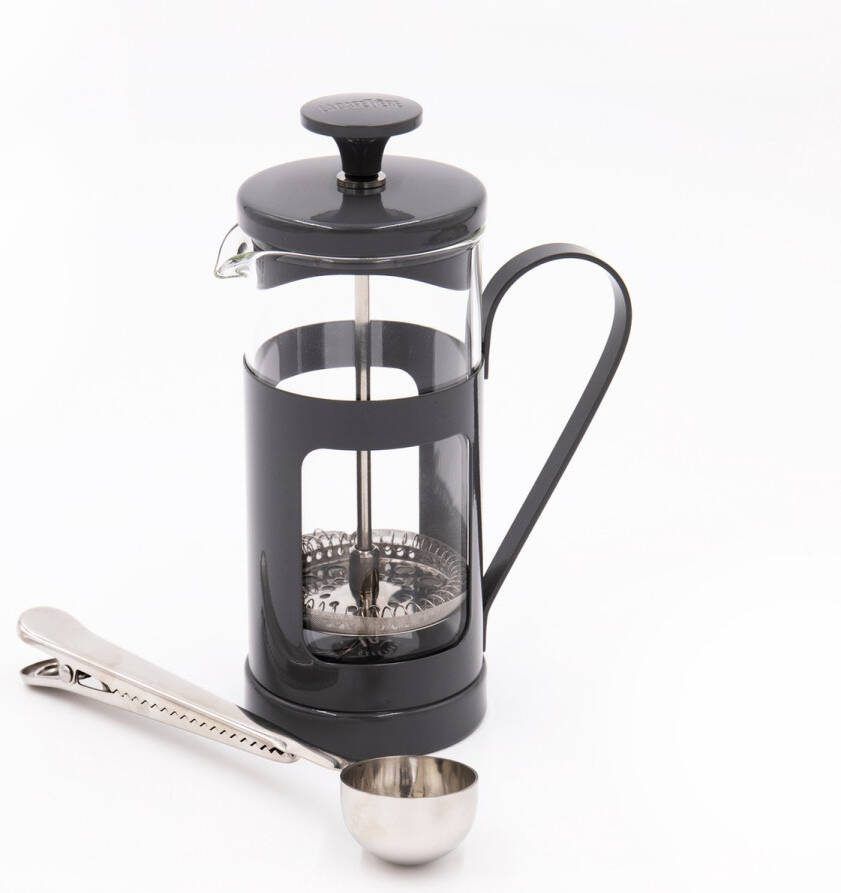 La Cafetière 2-delige Cafetière Set met Monaco Cool Grey 8-kops Cafetière en Koffie Maatlepel met Clip
