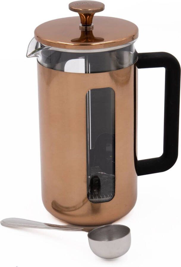 La Cafetière 2-delige Cafetière Set met Pisa 8-kops koperen Cafetière en roestvrijstalen koffiemaatschep