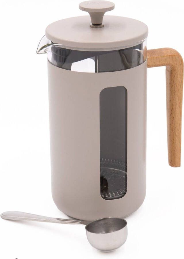 La Cafetière 2-delige Cafetière Set met Pisa 8-kops Latte Cream Cafetière en roestvrijstalen koffiemaatschep